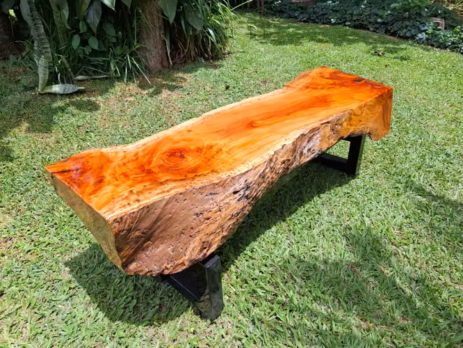 BANCA / MESA DE CENTRO en MADERA DE CEDRO MACIZA - Imagen 10