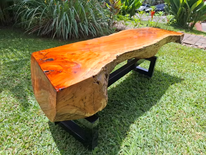 BANCA / MESA DE CENTRO en MADERA DE CEDRO MACIZA - Imagen 5