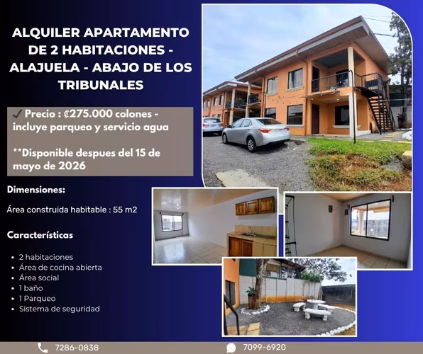 Se alquila apartamento Alajuela – abajo de los tribunales - Imagen 2