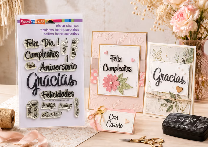Sellos transparentes con mensajes para manualidades, tarjetas y scrapbooking