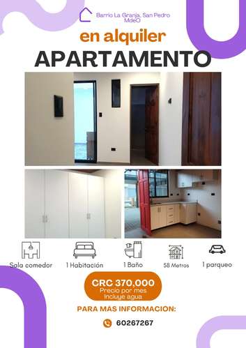 Independent Apartment for Rent in Barrio La Granja, San Pedro | Water Included