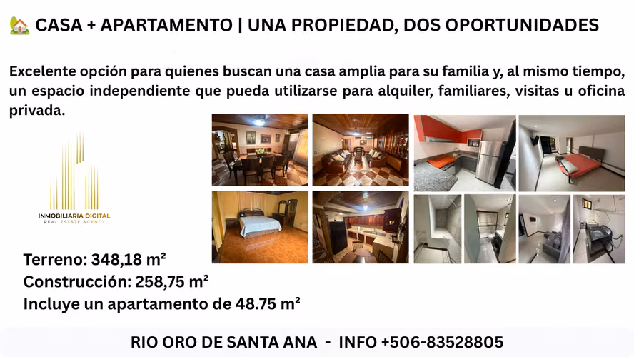 Casa con Apartamento - Rio Oro de Santa Ana - Semi amueblada!!! - Imagen 2