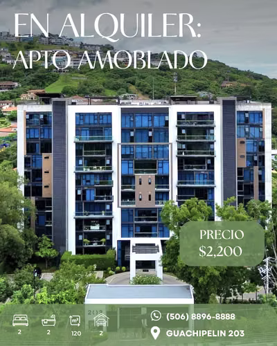Alquiler Amoblado Apto. moderno Guachipelin 203