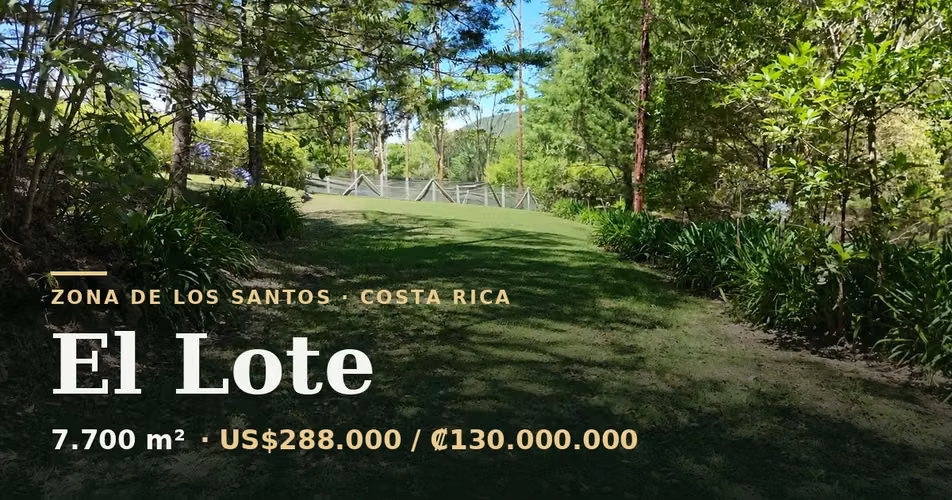 Lote 7.700 m² con jardines · A 7Km de Santa María