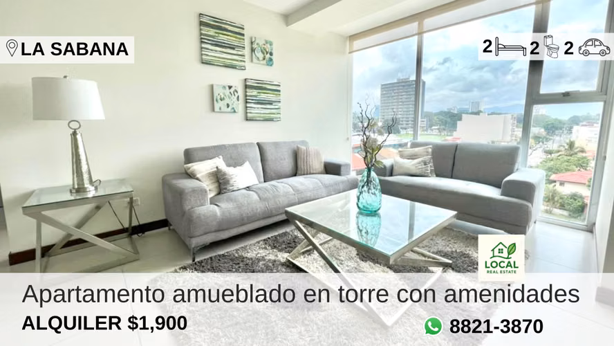 Apartamento amueblado dos dormitorios en Sabana Norte