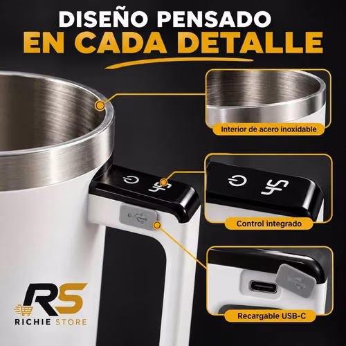 Taza Mezcladora Automática Recargable 400 ml con Pantalla de Temperatura - Imagen 5