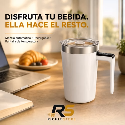 Taza Mezcladora Automática Recargable 400 ml con Pantalla de Temperatura - Imagen 9