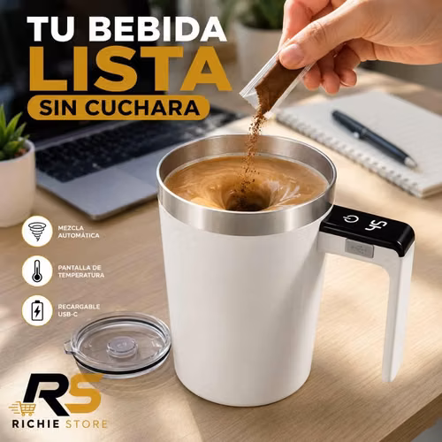 Taza Mezcladora Automática Recargable 400 ml con Pantalla de Temperatura - Imagen 3