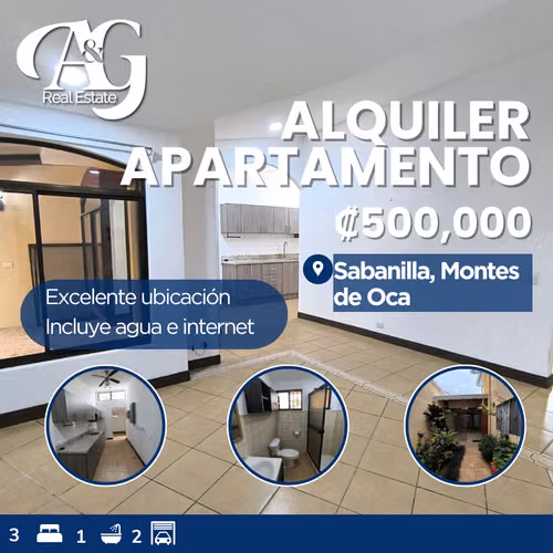 Alquiler amplio Apartamento Sabanilla. AMO449.