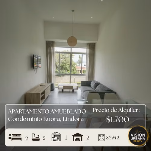 Apartamento Amueblado de 2 Habitaciones en Lindora