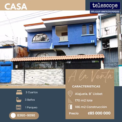 Venta de Casa remodelada de 3 Hab, Urbanización Llobet de Alajuela Centro