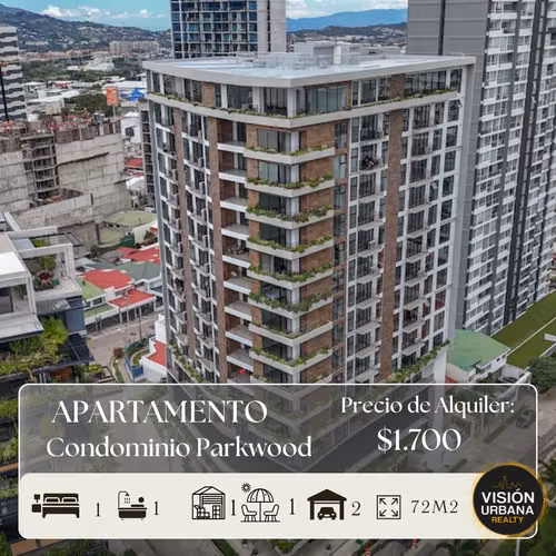 Apartamento de 1 Habitación con línea blanca para Estrenar en Torre Parkwood