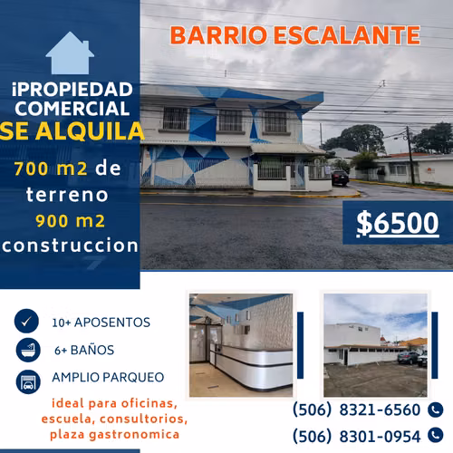 NEGOCIEMOS! Alquiler de Amplio y Hermoso Edificio Comercial en Barrio Escalante