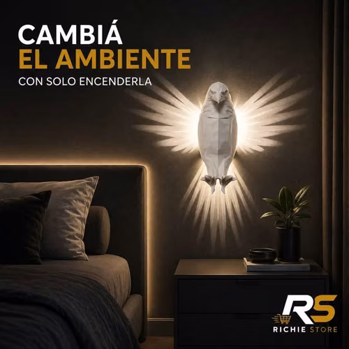 Lámpara LED Águila 3D de Pared con Efecto de Alas para Decoración - Imagen 2