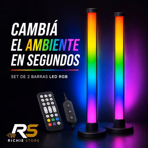 Set 2 Barras LED RGB Gaming con Control Remoto y App