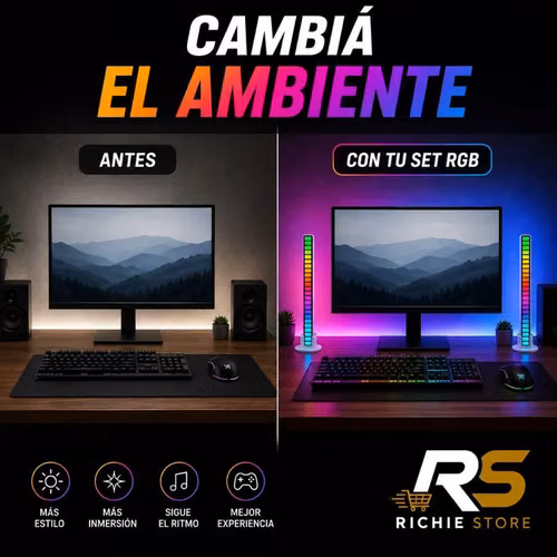 Set 2 Barras LED RGB Musicales con Sensor de Sonido USB-C - Imagen 6