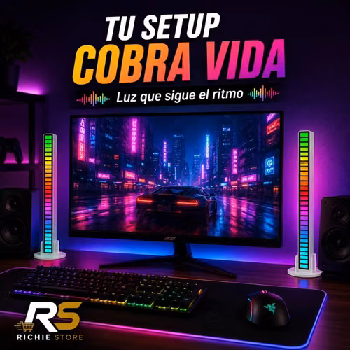 Set 2 Barras LED RGB Musicales con Sensor de Sonido USB-C - Imagen 4
