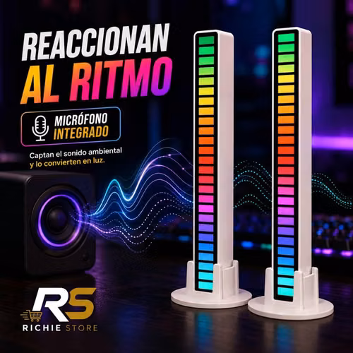 Set 2 Barras LED RGB Musicales con Sensor de Sonido USB-C - Imagen 3
