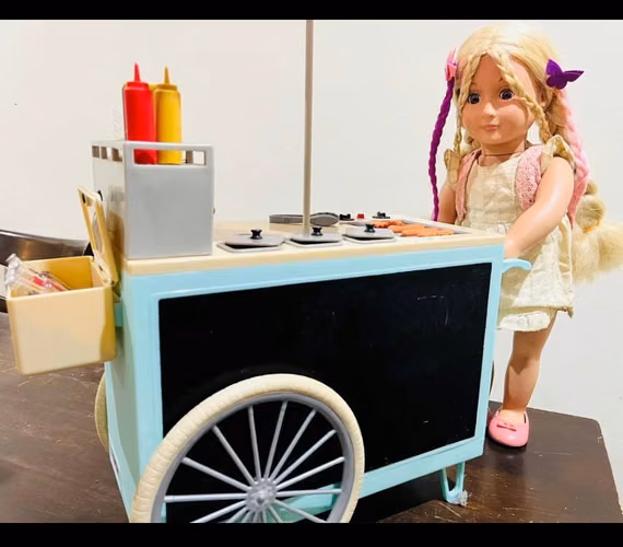 Muñeca Our Generation con Carrito de Hot Dog y Accesorios