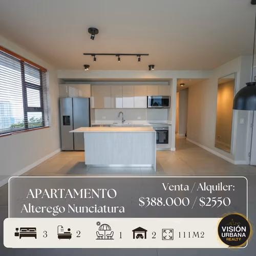 Apartamento de 3 Habitaciones con Línea Blanca en Alterego