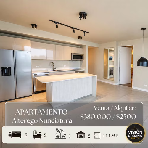 Apartamento de 3 Habitaciones con Línea Blanca en Alterego