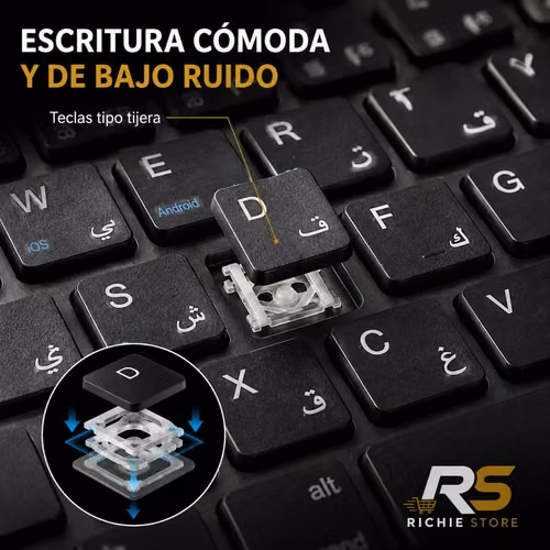 Teclado Bluetooth Multidispositivo con Soporte para Tablet y Celular - Imagen 5
