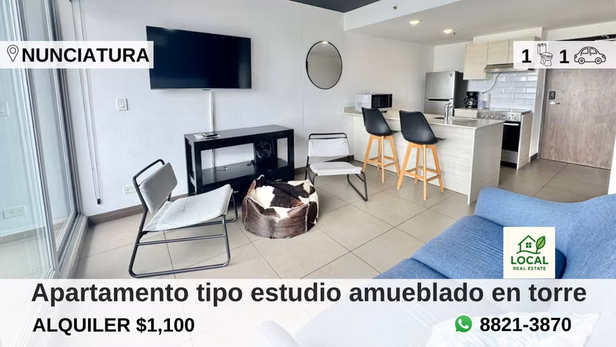 Apartamento tipo estudio amueblado en Nunciatura - NO mascotas