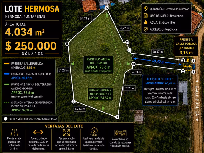 TERRENO MIXTO DE 4.034 m² EN PLAYA HERMOSA, JACÓ