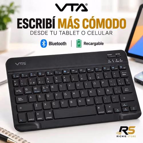 Teclado Bluetooth Recargable VTA para Tablet y Celular