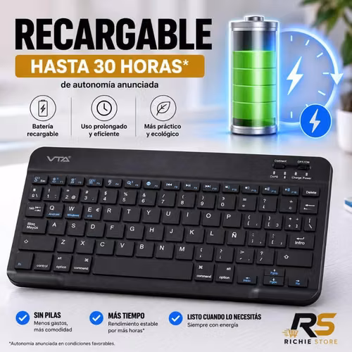 Teclado Bluetooth Recargable VTA para Tablet y Celular