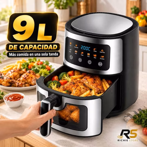 Freidora de Aire Digital 9L con Ventana y Pantalla Táctil
