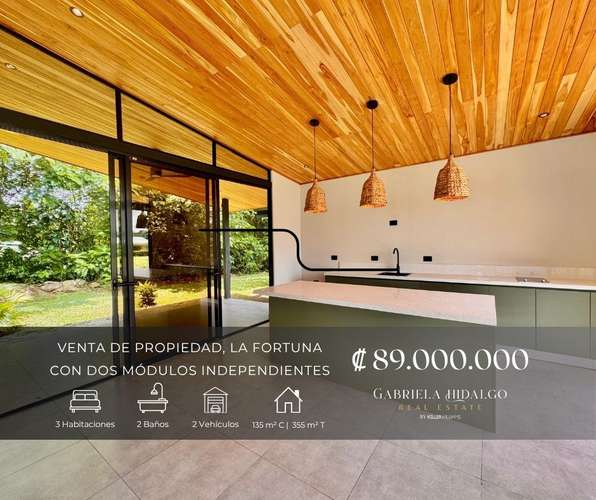 Venta de propiedad con dos módulos independientes, en condominio en La Fortuna.