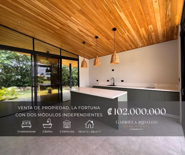 Venta de propiedad con dos módulos independientes, en condominio en La Fortuna.