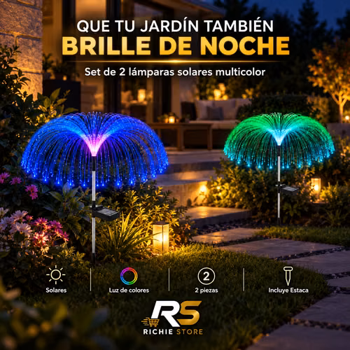 Lámparas Solares para Jardín Multicolor | Set de 2 - Imagen 9