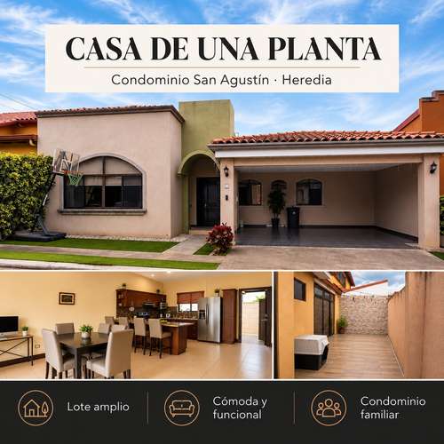 Casa de una planta + lote amplio Condominio Hacienda San Agustín