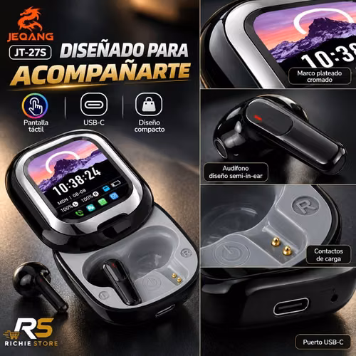 Audífonos Inalámbricos TWS JEQANG JT-27S con Pantalla Táctil