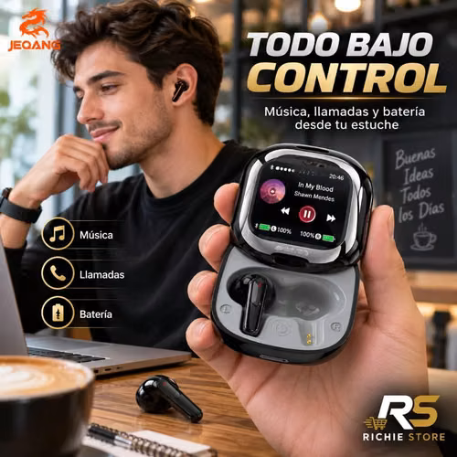 Audífonos Inalámbricos TWS JEQANG JT-27S con Pantalla Táctil