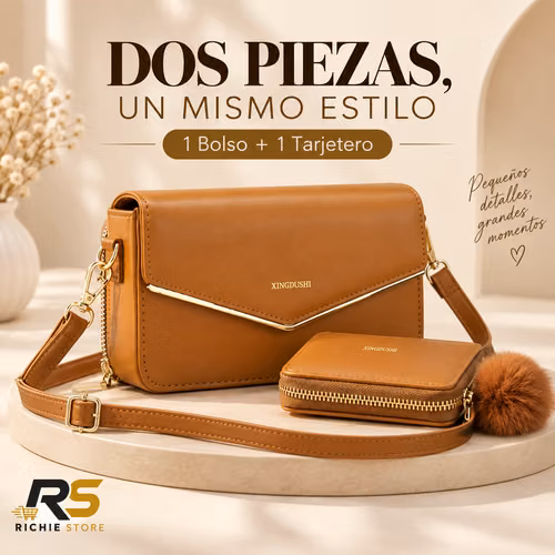  Bolso para Mujer con Tarjetero | Cuero Sintético Negro o Café