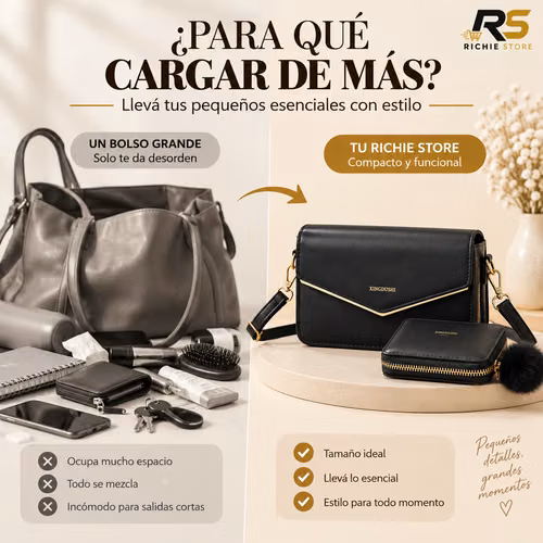  Bolso para Mujer con Tarjetero | Cuero Sintético Negro o Café