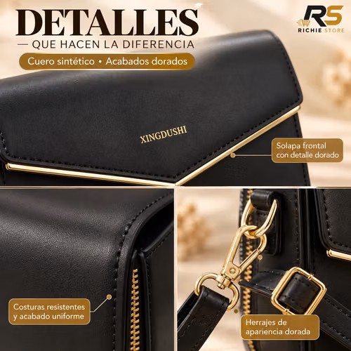  Bolso para Mujer con Tarjetero | Cuero Sintético Negro o Café