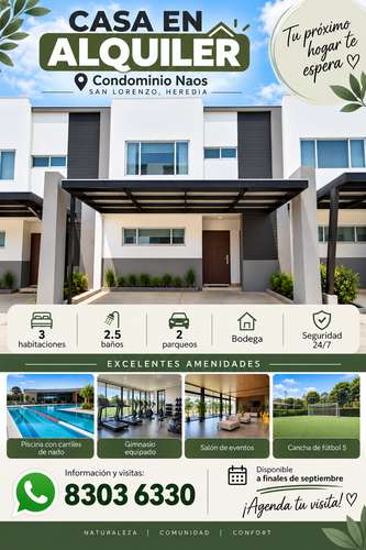 Casa en Alquiler en Condominio San Lorenzo, Heredia – 3 Habitaciones