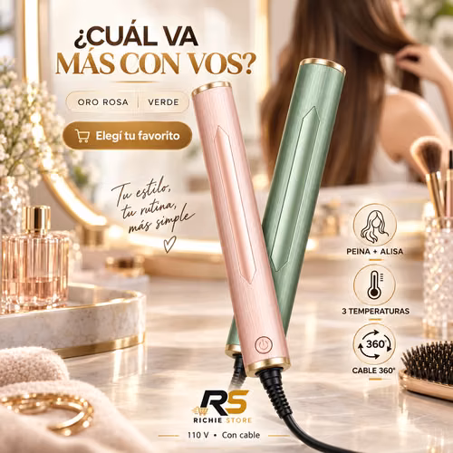  Peine Alisador Eléctrico LSM-631 | Oro Rosa o Verde