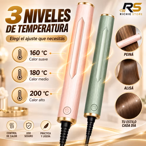  Peine Alisador Eléctrico LSM-631 | Oro Rosa o Verde