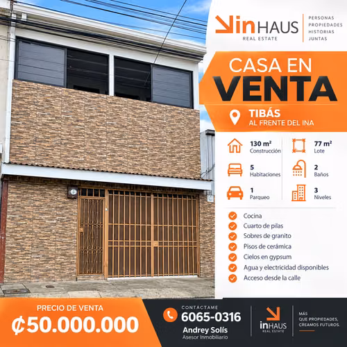 Venta de casa en Tibas AS