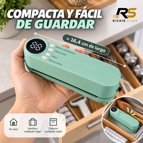  Selladora al Vacío Mini Recargable Multifuncional USB-C