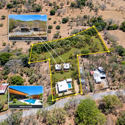 Propiedad de inversión con casa principal y dos villas en Linderos, Tamarindo