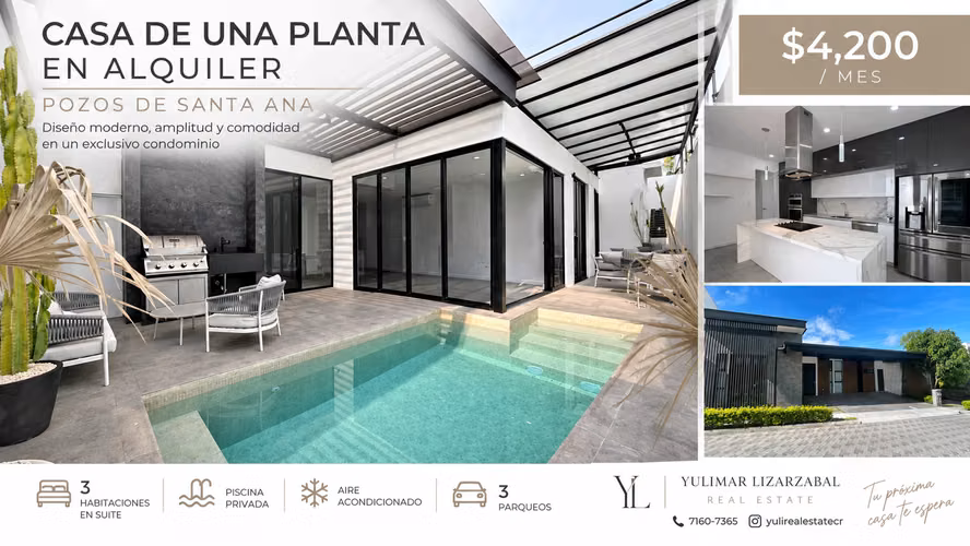 ONE FLOOR HOUSE WITH POOL FOR RENT - 124; SANTA ANA-ANA WELLS