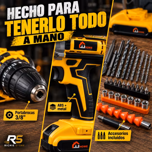  Kit Taladro Inalámbrico 30 Piezas Doble Batería con Maletín - Imagen 4
