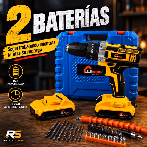  Kit Taladro Inalámbrico 30 Piezas Doble Batería con Maletín - Imagen 3