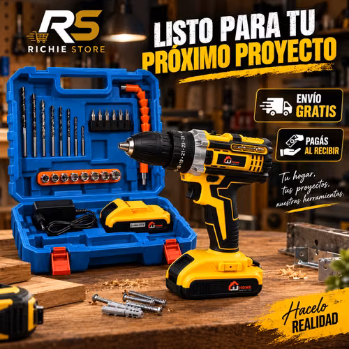  Kit Taladro Inalámbrico 30 Piezas Doble Batería con Maletín - Imagen 8